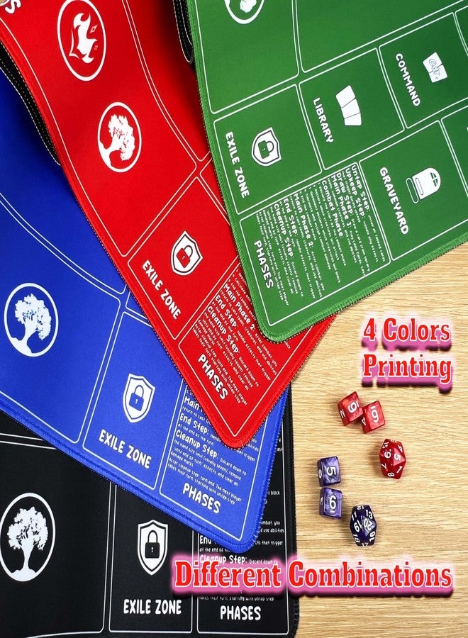 بساط لعب لألعاب الورق MTG للمبتدئين، عبوة من قطعتين مع نرد، بساط لعب ماجيك كوماندير، بساط لعب لبطاقات TCG MTG، ملحقات بساط لعب 24 × 14 بوصة، معارك بطاقات المبارزة، أسود/أزرق - Image 5